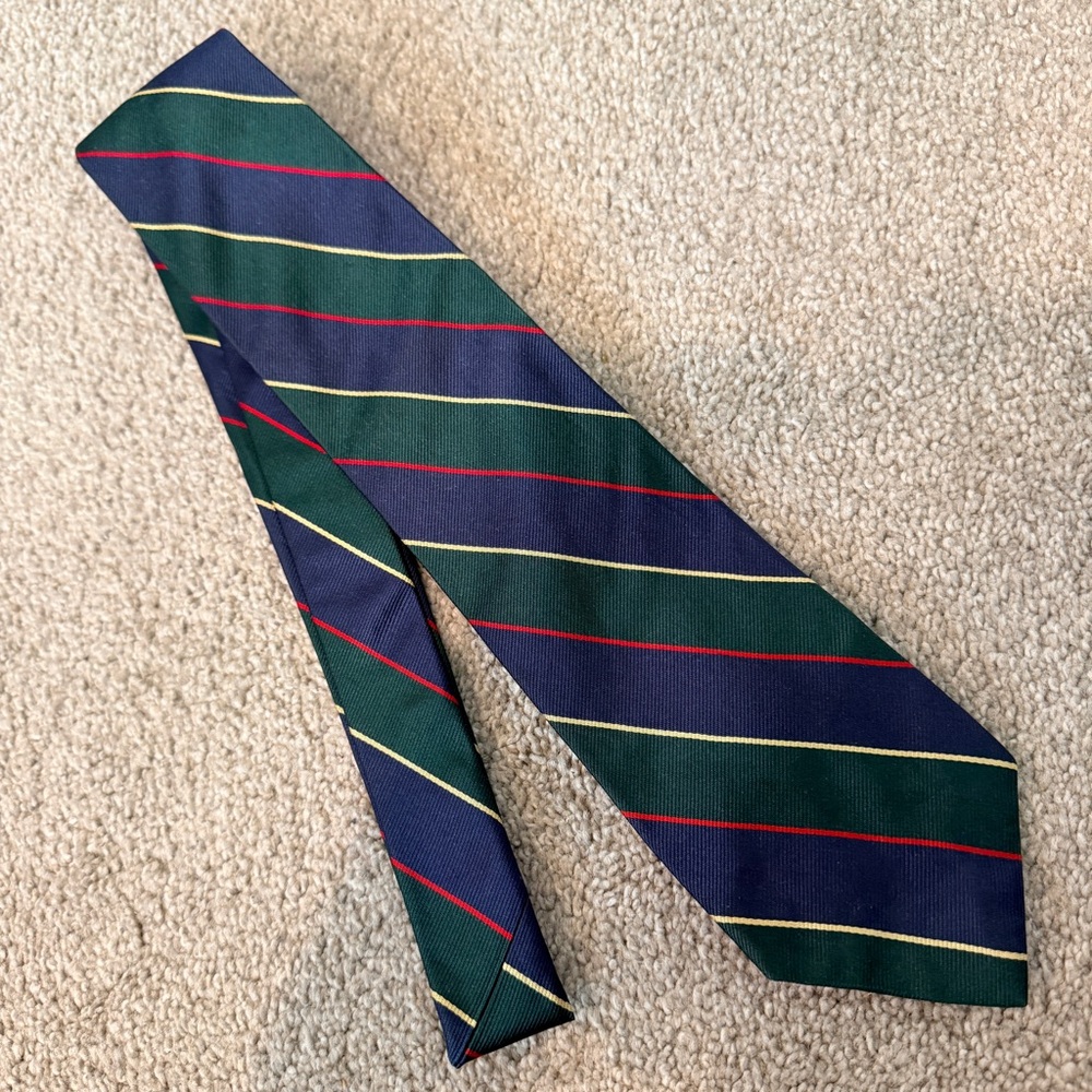 Brooks Brothers (Southwick) Green Blue & Red Stripes 100% Silk Men's Necktie 58"